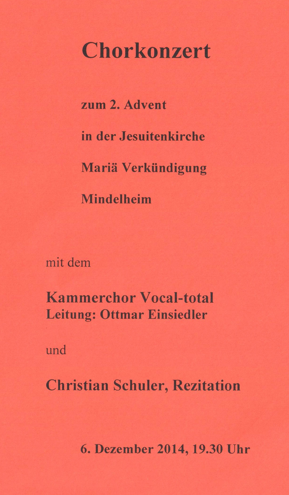 Programm Adventskonzert